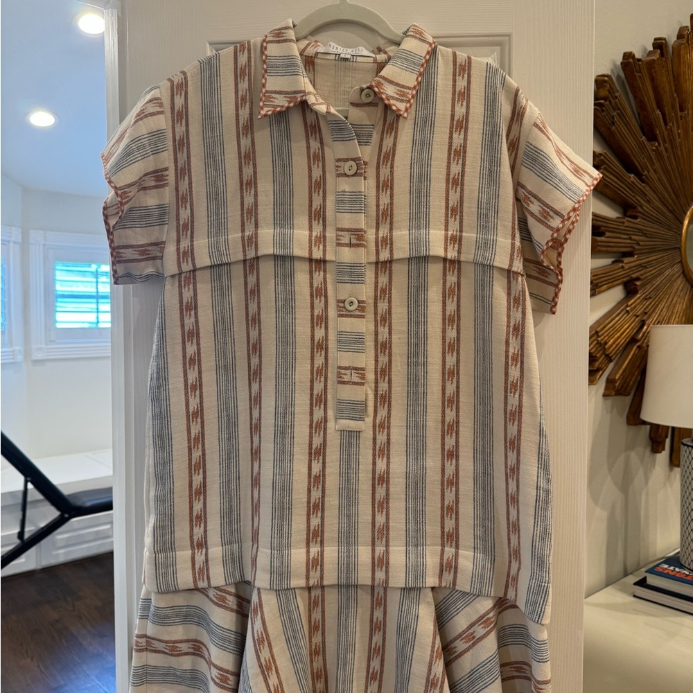 Hunter Bell Striped Mini Dress - Blue and Brown
